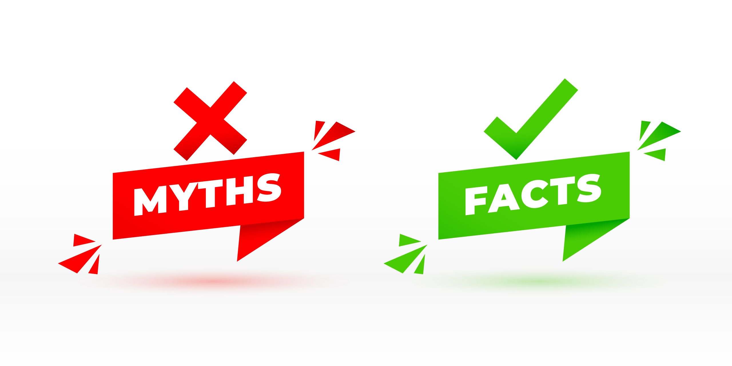 myths vs facts with a tick and a cross origami style vector